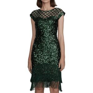 1920s Flapper Great Gatsby Vintage Retro Tassel Fringe Sequin Dress SIZE S NEW